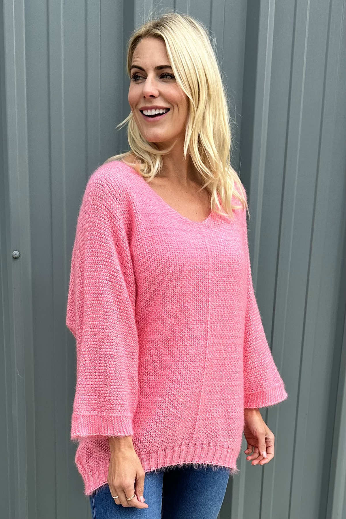 Eloise V-Neck Jumper Pink