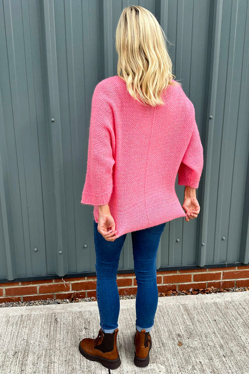 Eloise V-Neck Jumper Pink - Image 4