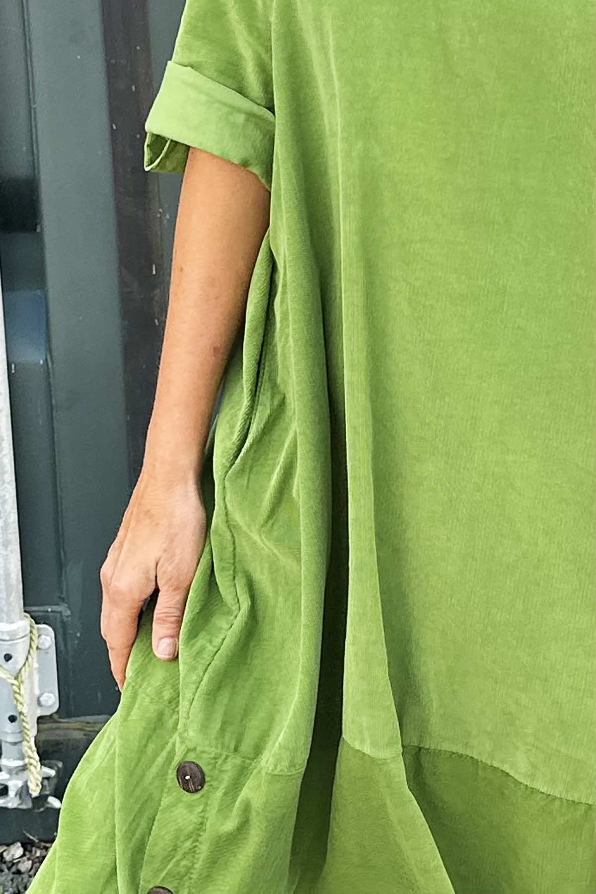 Deborah Needlecord Dress Green