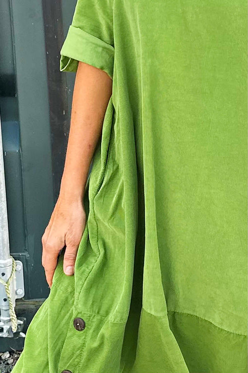 Deborah Needlecord Dress Green - Image 3