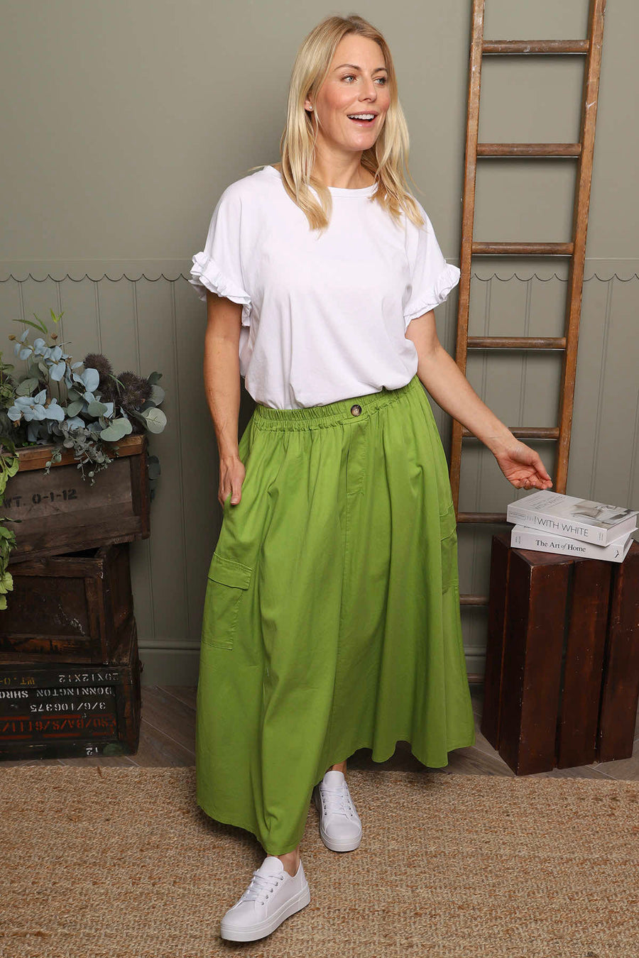 Myrna Cotton Skirt Green