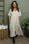 Ellerie V-Neck Linen Dress Stone