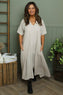 Ellerie V-Neck Linen Dress Stone