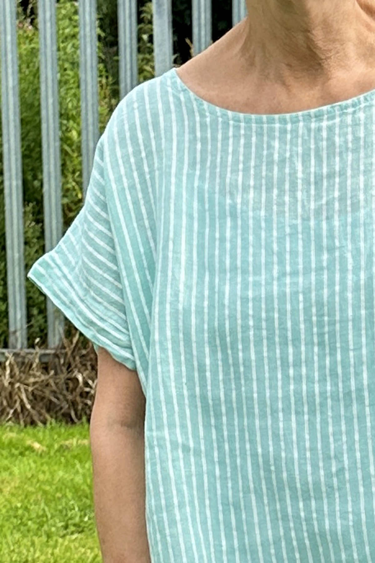 Sarai Stripe Linen Top Mint