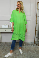 Gabrielle Embroidered Linen Dress Green Green - Gabrielle Embroidered Linen Dress Green