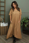 Ellerie V-Neck Linen Dress Camel