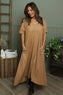 Ellerie V-Neck Linen Dress Camel