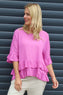 Allena Frill Top Fuchsia