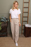 Cataleya Gingham Cotton Trousers Camel