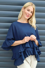 Allena Frill Top Navy Navy - Allena Frill Top Navy