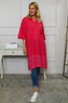 Gabrielle Embroidered Linen Dress Hot Pink