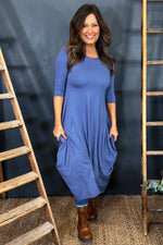 Boswin Seam Dress Blue Blue - Boswin Seam Dress Blue