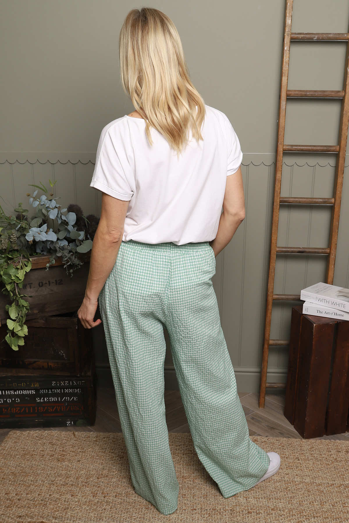 Cataleya Gingham Cotton Trousers Green