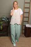 Cataleya Gingham Cotton Trousers Green