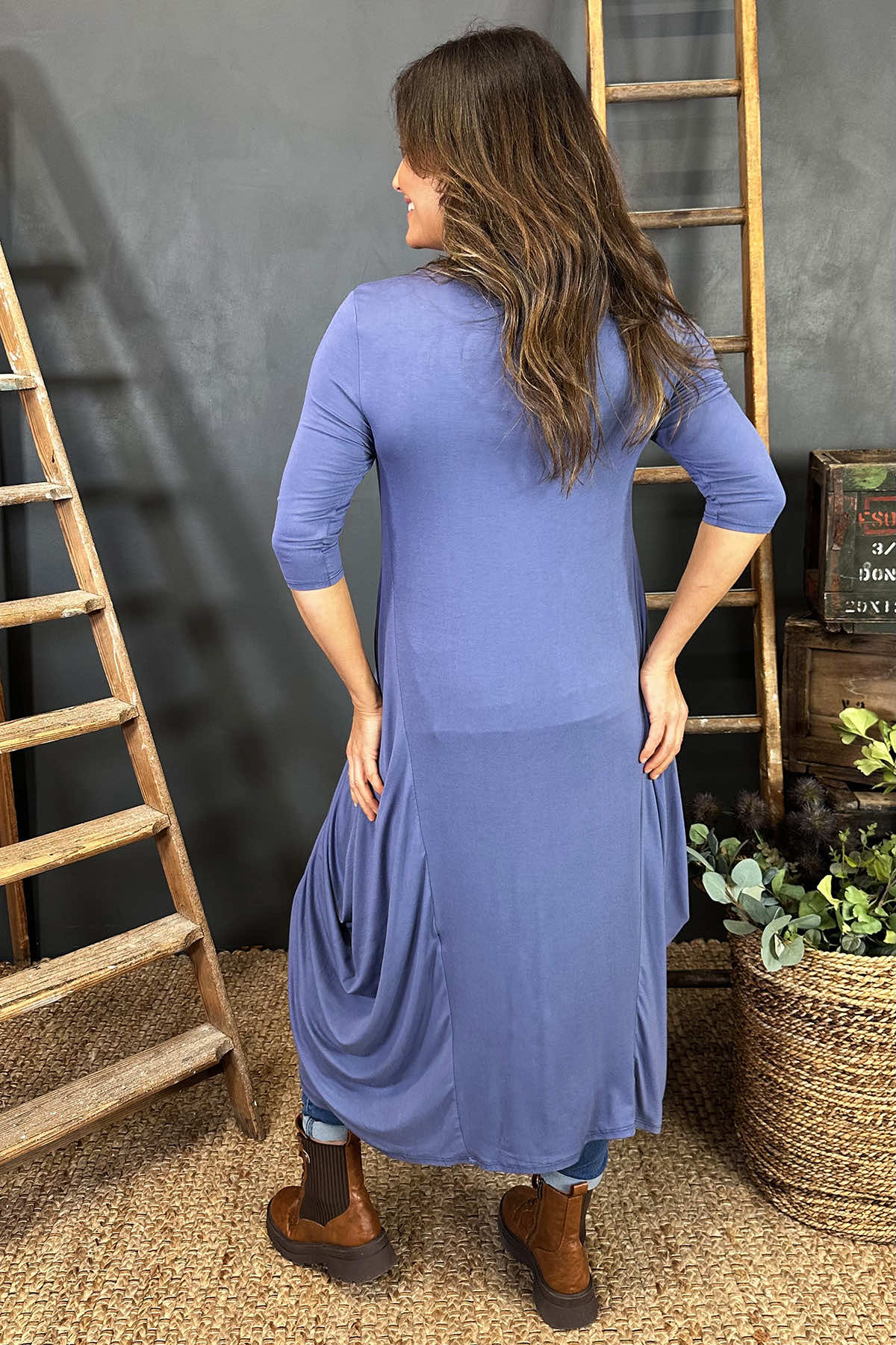 Boswin Seam Dress Blue