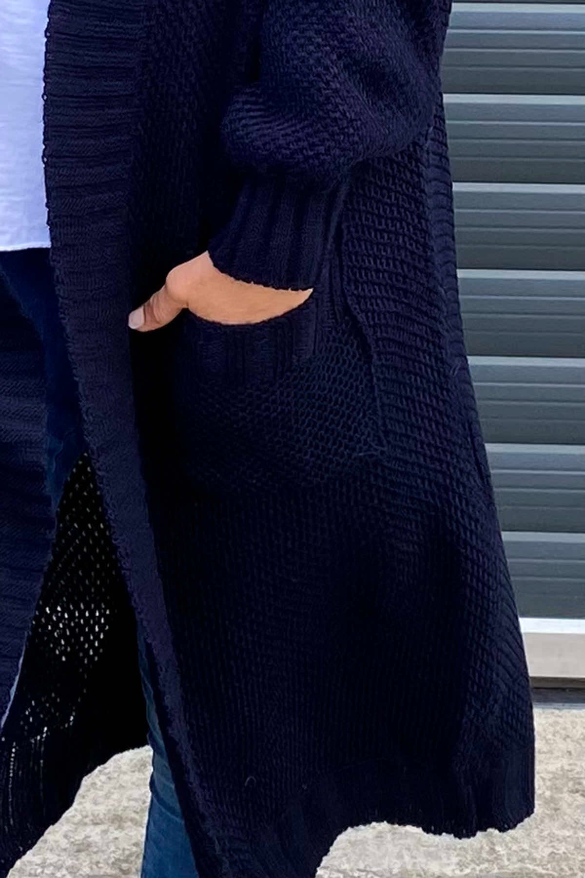 Adriana Long Knitted Cardigan Navy