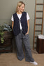 Cataleya Gingham Cotton Trousers Navy