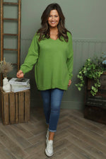 Josephine V-Neck Knitted Jumper Green Green - Josephine V-Neck Knitted Jumper Green