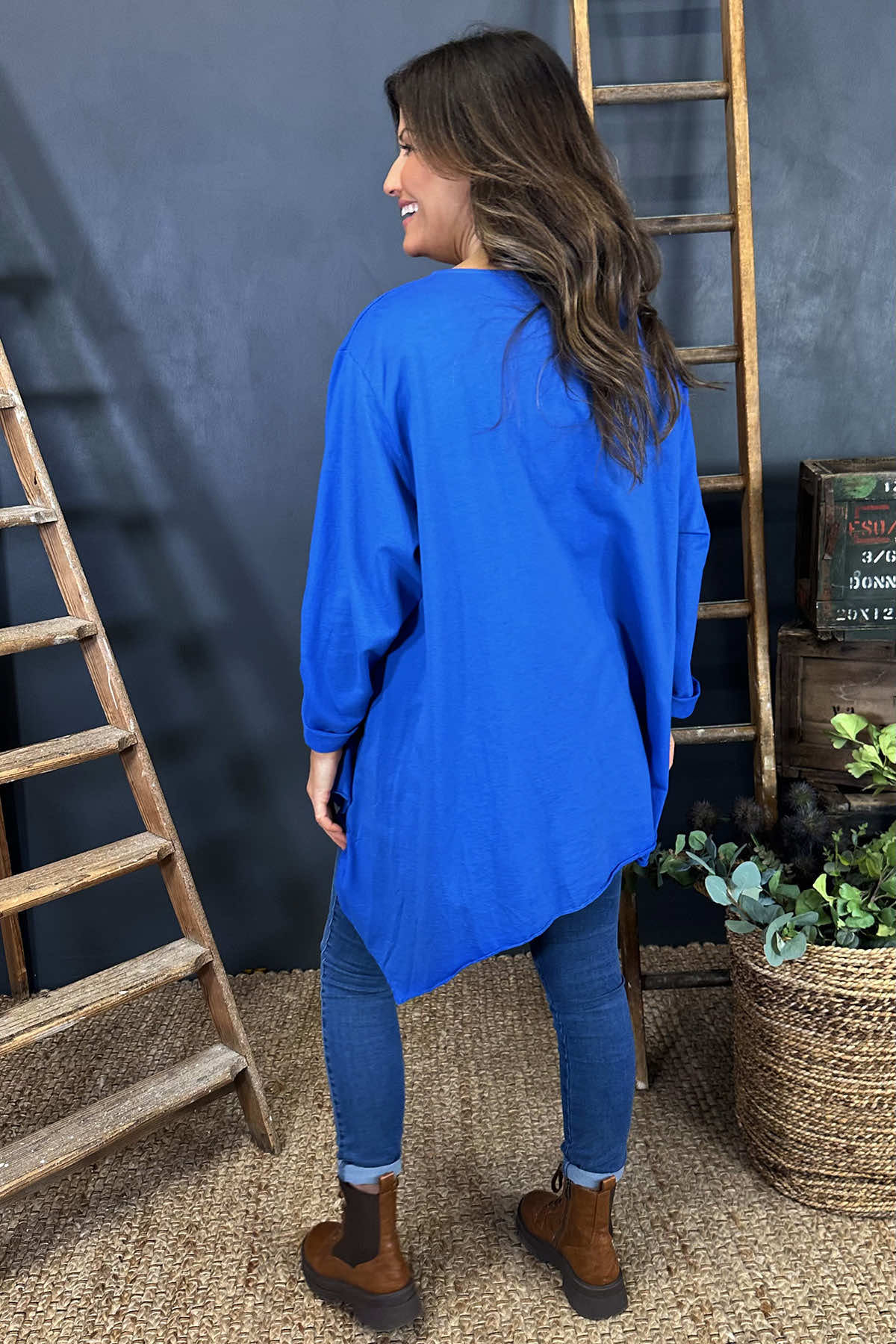 Bessie Pocket Detail Cotton Top Cobalt