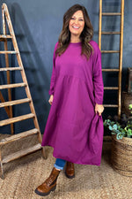 Nyala Cotton Dress Berry Berry - Nyala Cotton Dress Berry