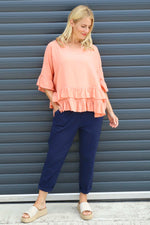 Allena Frill Top Orange Orange - Allena Frill Top Orange