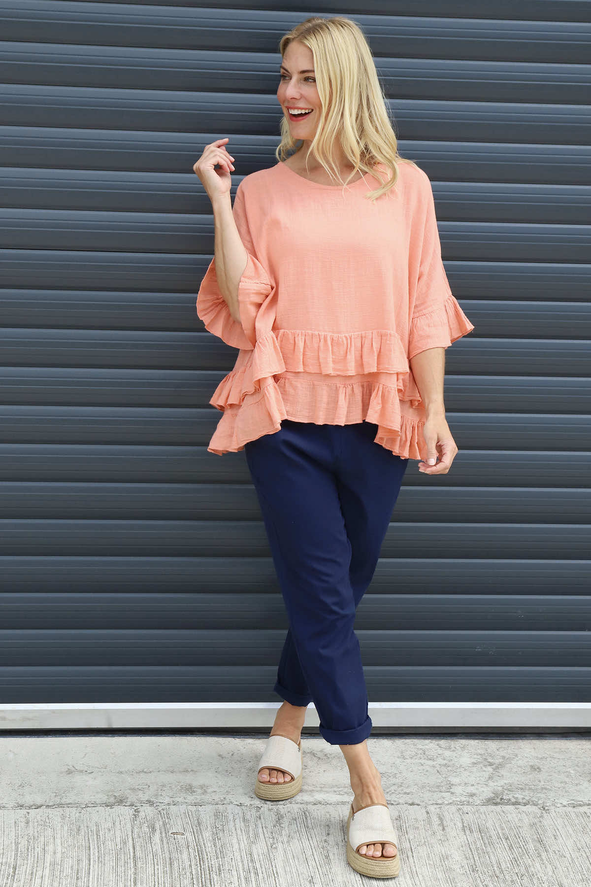 Allena Frill Top Orange