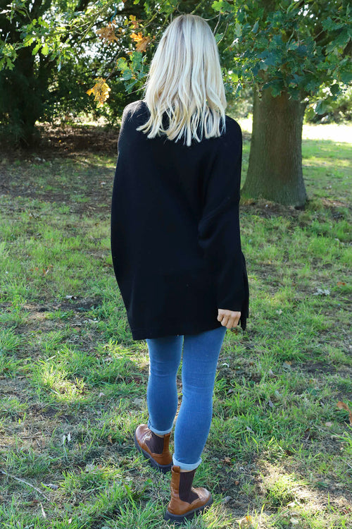 Roxanna Flower Knitted Jumper Black - Image 4