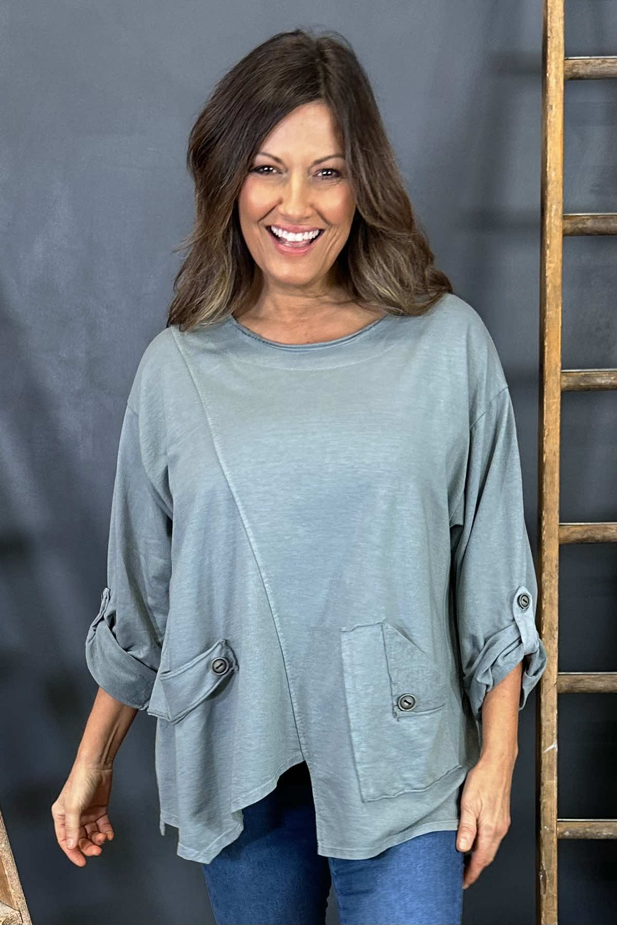 Sanda Cotton Top Grey