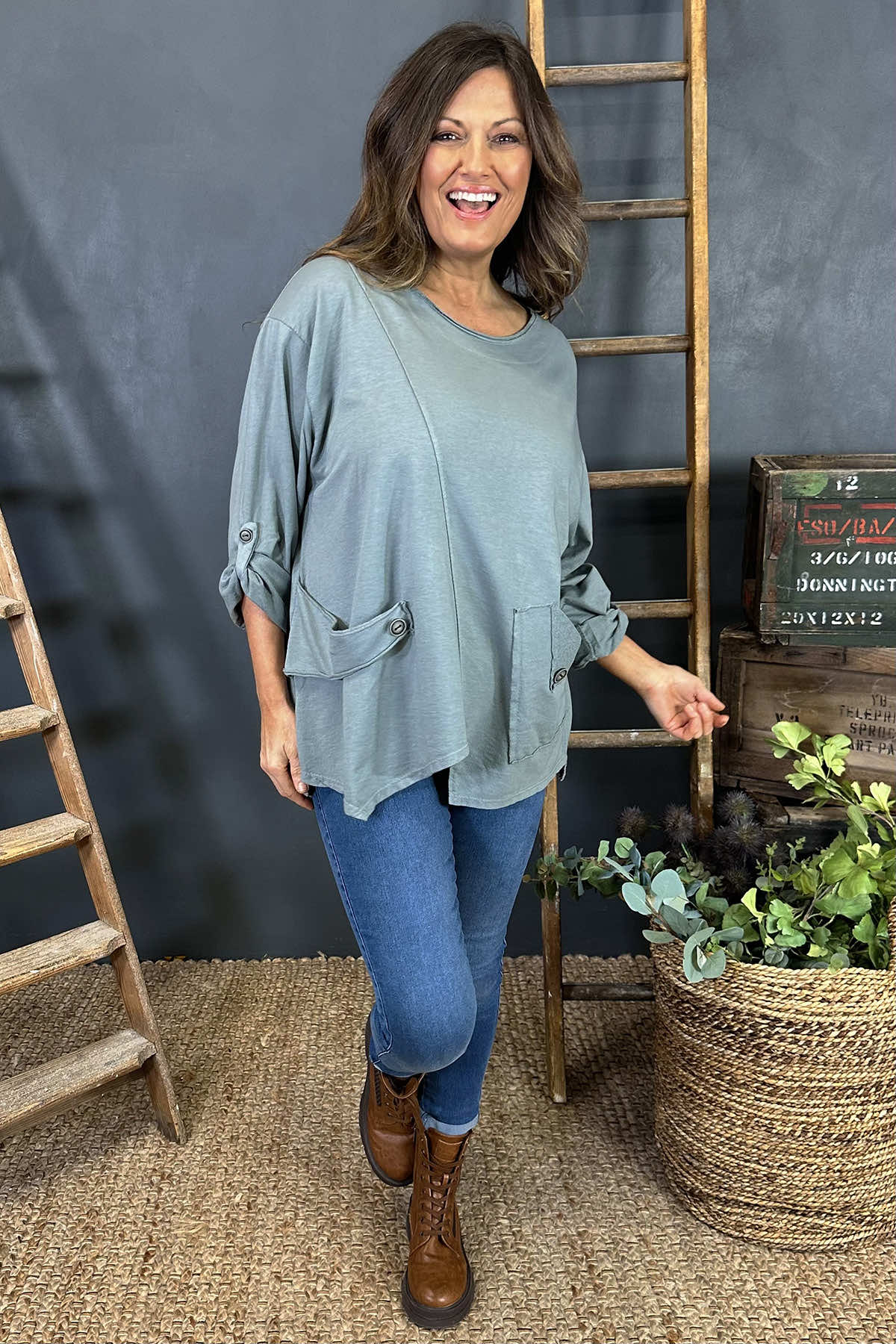 Sanda Cotton Top Grey