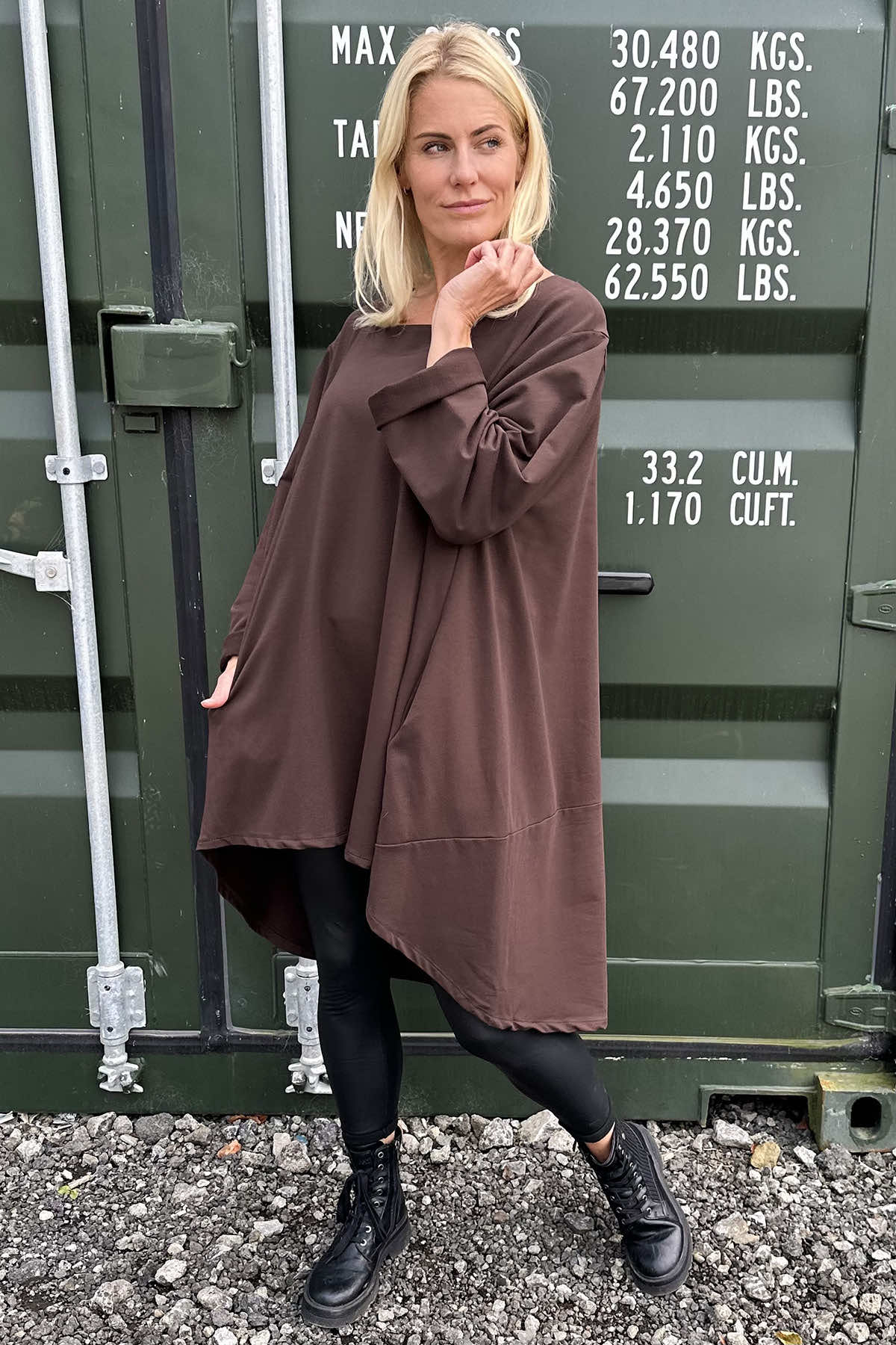 Binky Dipped Hem Cotton Tunic Cocoa