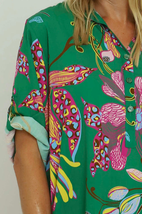 Avis Botanical Print Top Emerald - Image 3