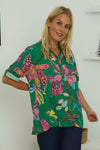 Avis Botanical Print Top Emerald