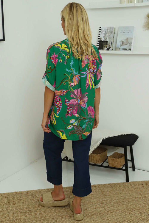 Avis Botanical Print Top Emerald - Image 4