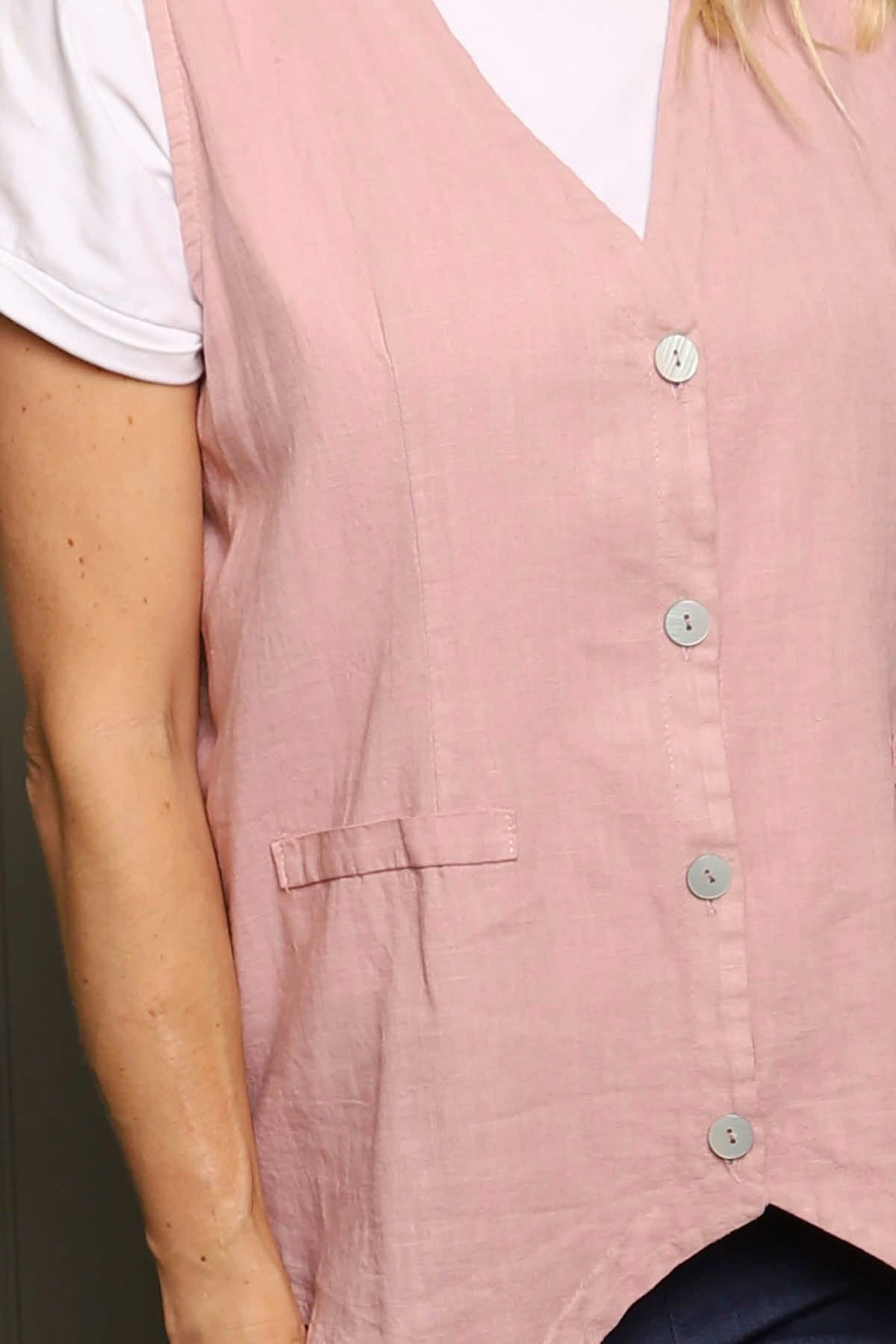 Maryam Linen Waistcoat Pink