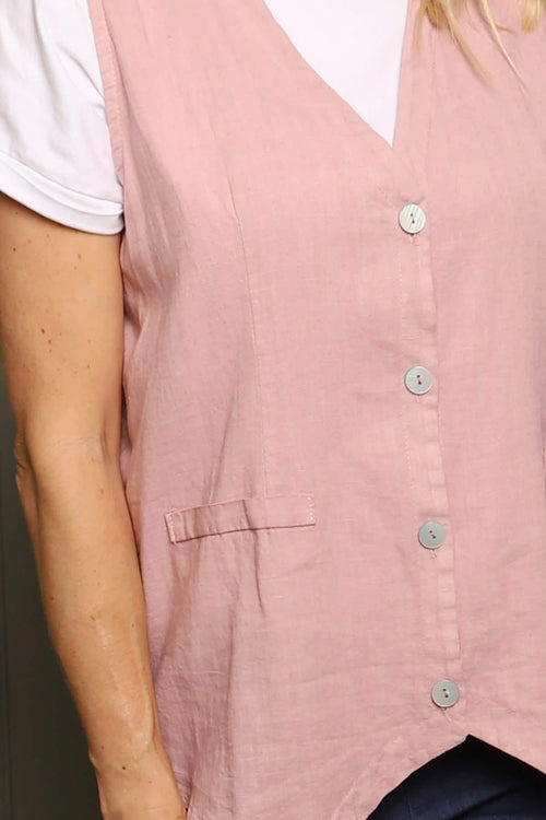 Maryam Linen Waistcoat Pink - Image 3