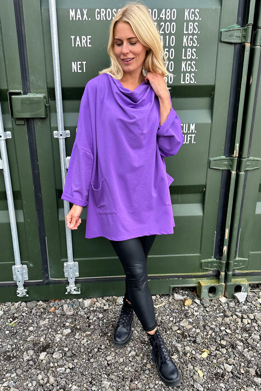 Celia Pocket Cotton Top Purple