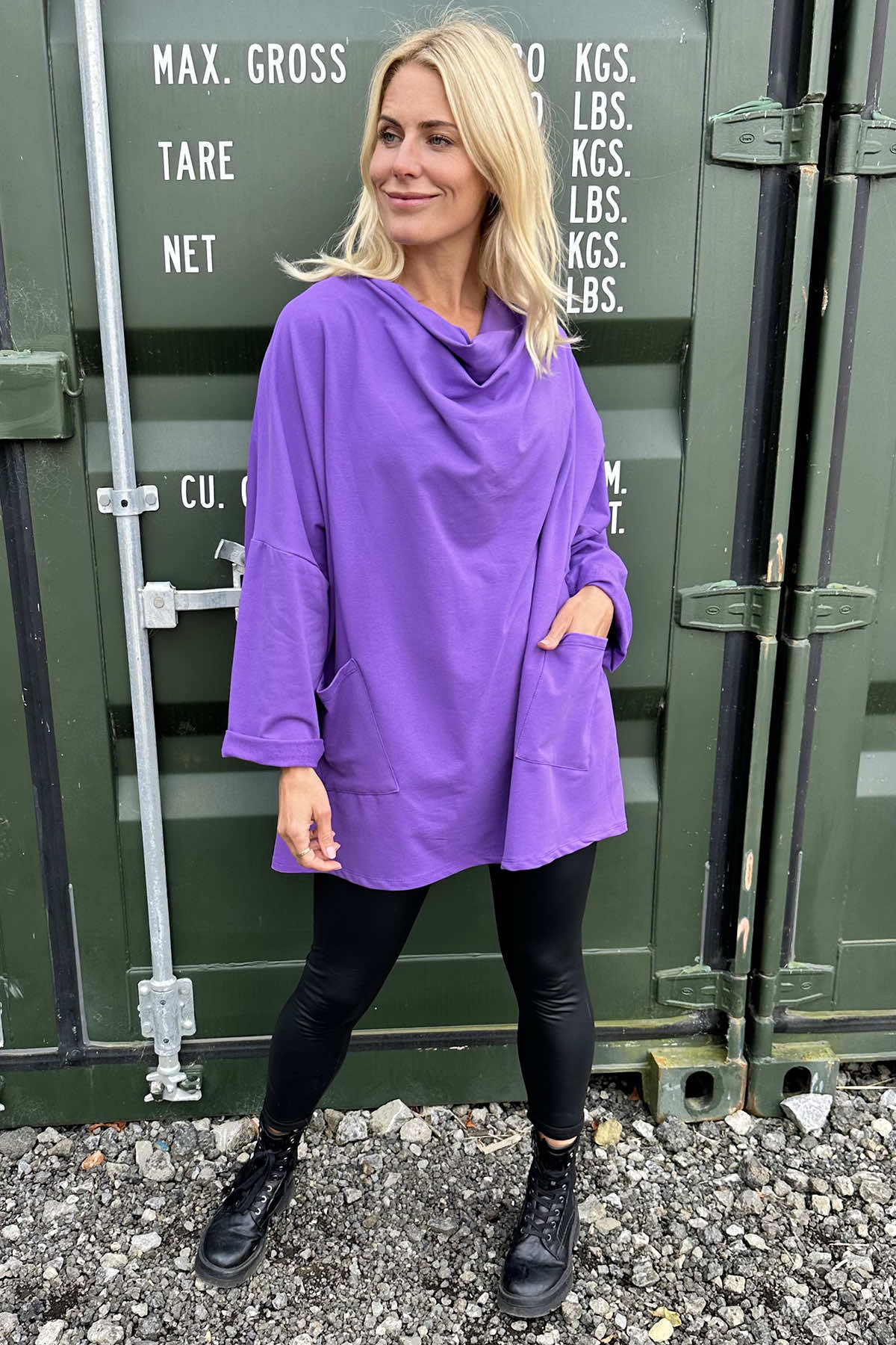 Celia Pocket Cotton Top Purple