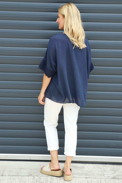 Livie Pocket Cotton Top Navy - Image 4