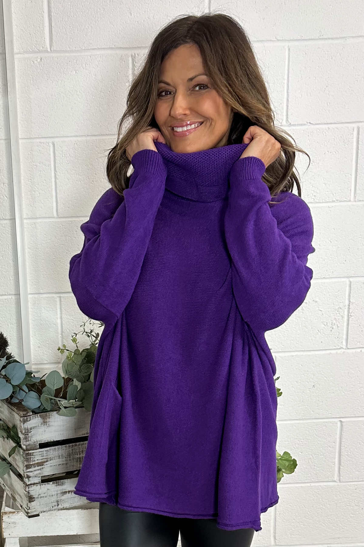 Philippa Polo Neck Knitted Jumper Purple