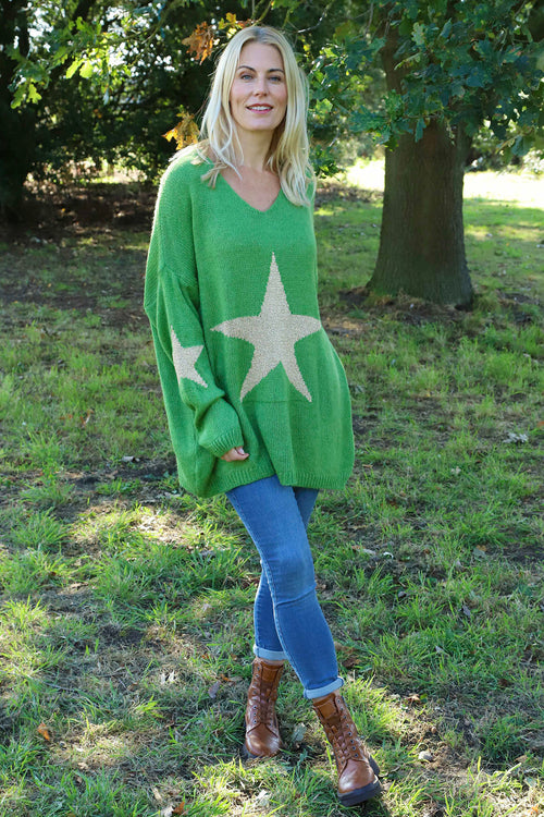 Paige Star Knitted Jumper Green - Image 2