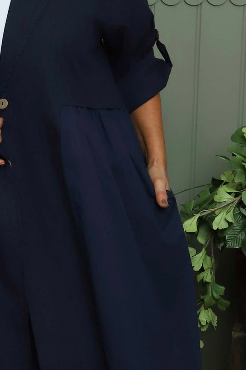 Meryl Long Cotton Jacket Navy - Image 3