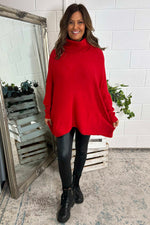 Philippa Polo Neck Knitted Jumper Red Red - Philippa Polo Neck Knitted Jumper Red