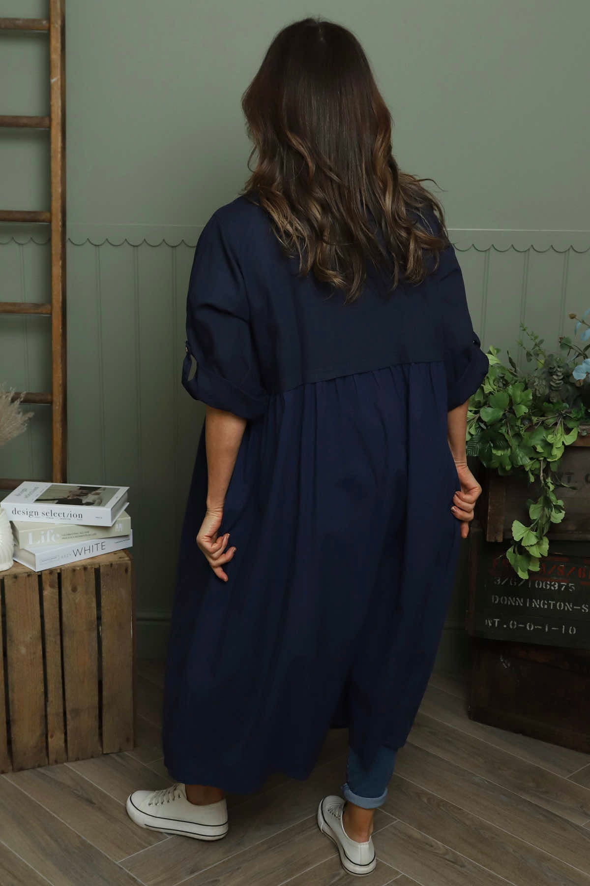 Meryl Long Cotton Jacket Navy