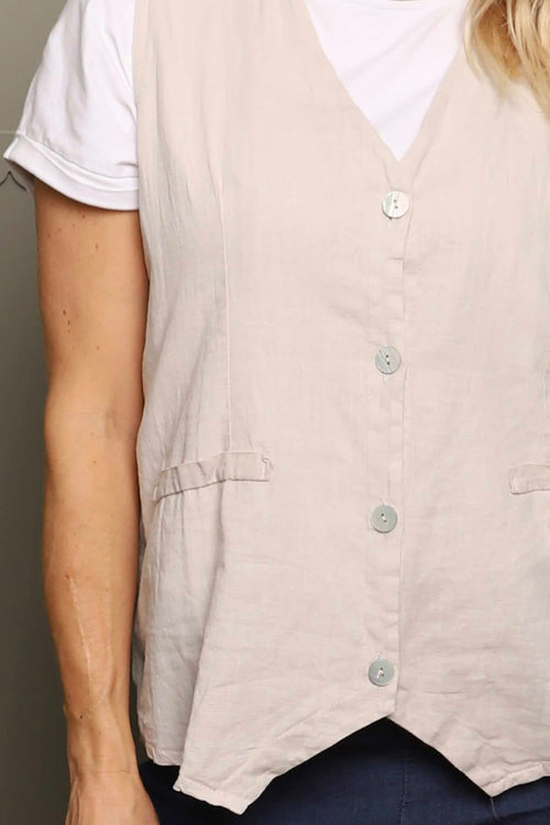 Maryam Linen Waistcoat Stone - Image 3