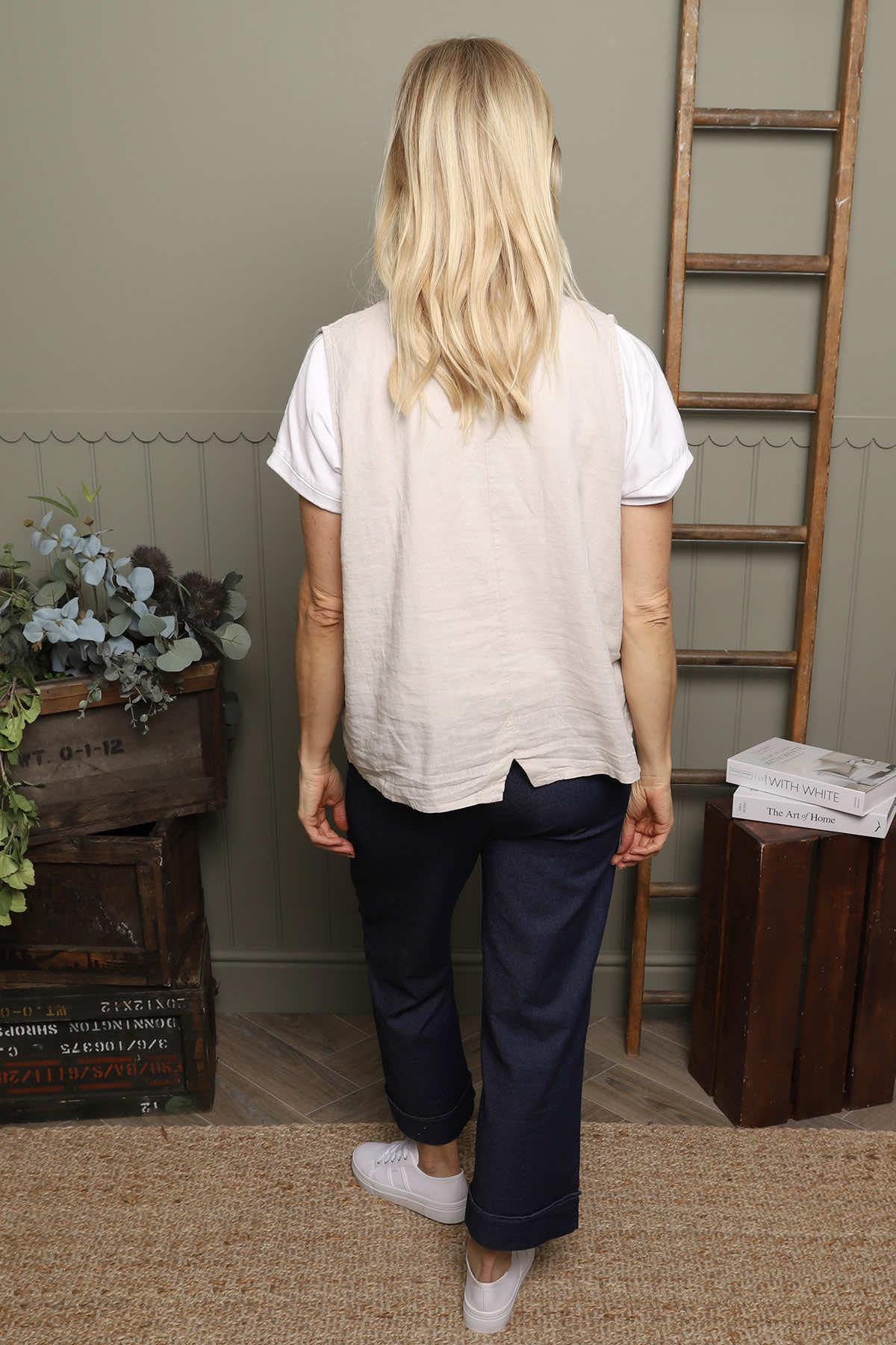 Maryam Linen Waistcoat Stone