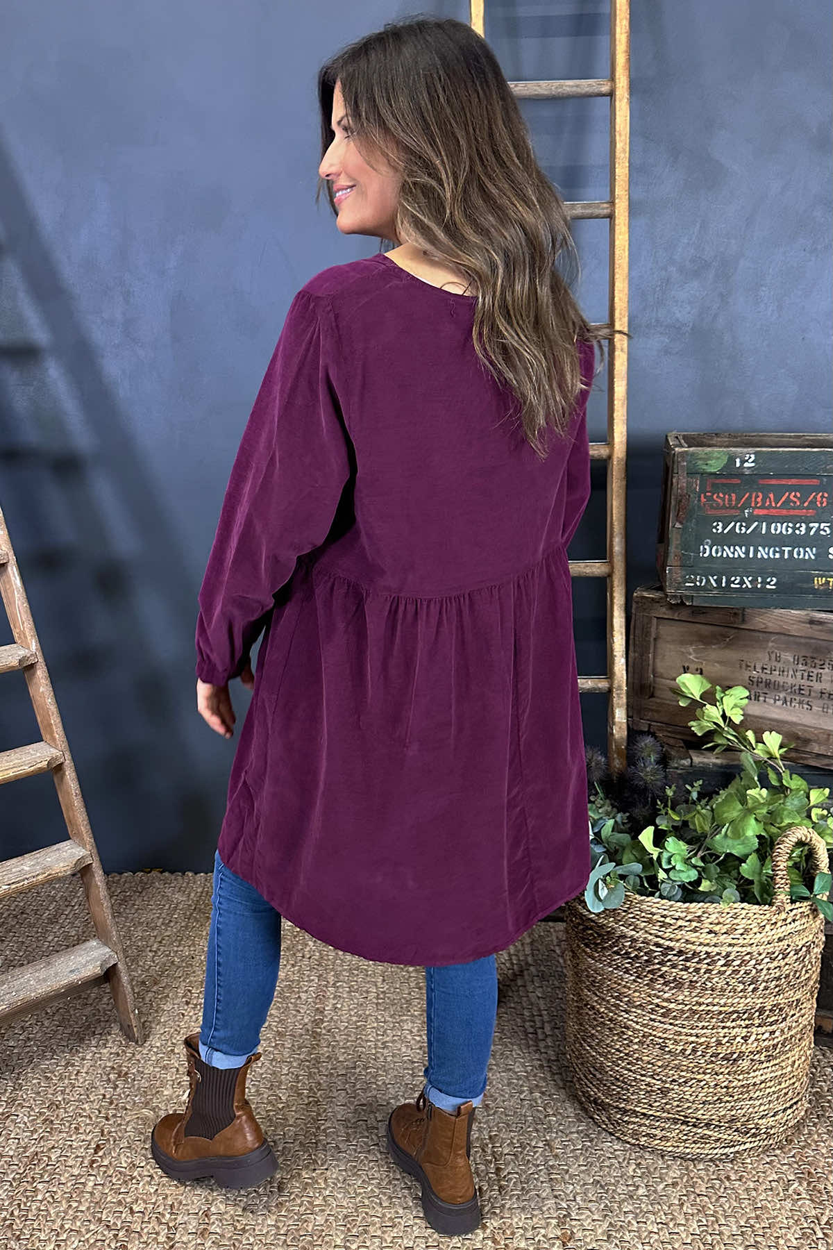 Andrea Needlecord Tunic Burgundy