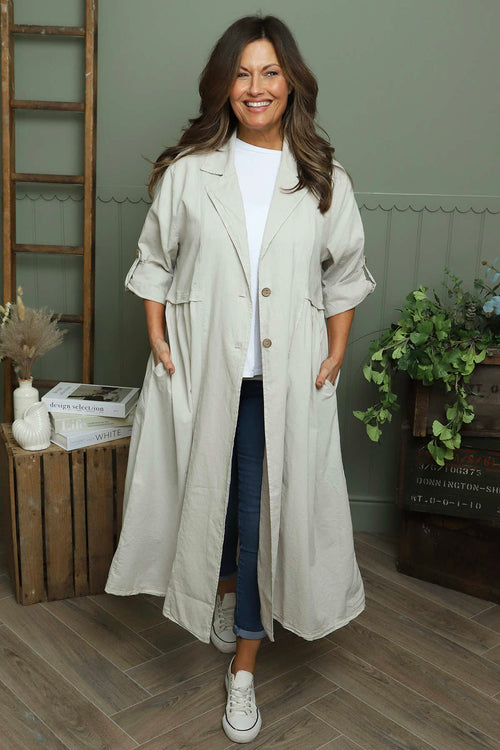 Meryl Long Cotton Jacket Stone - Image 1