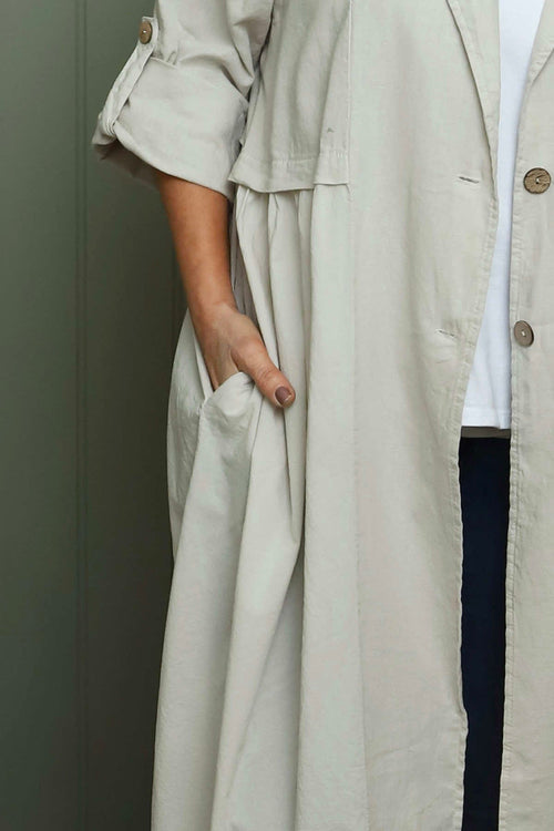 Meryl Long Cotton Jacket Stone - Image 2