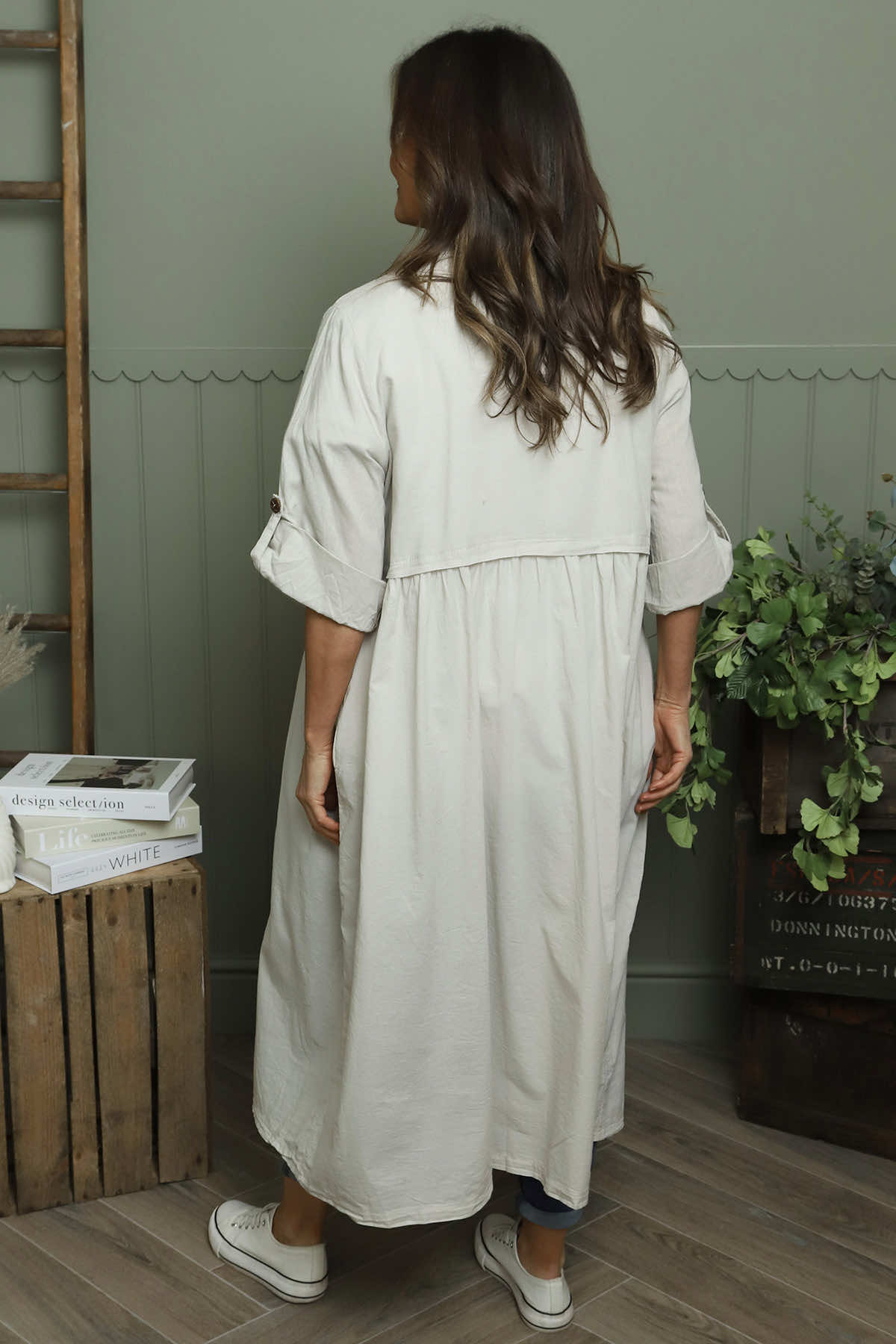 Meryl Long Cotton Jacket Stone