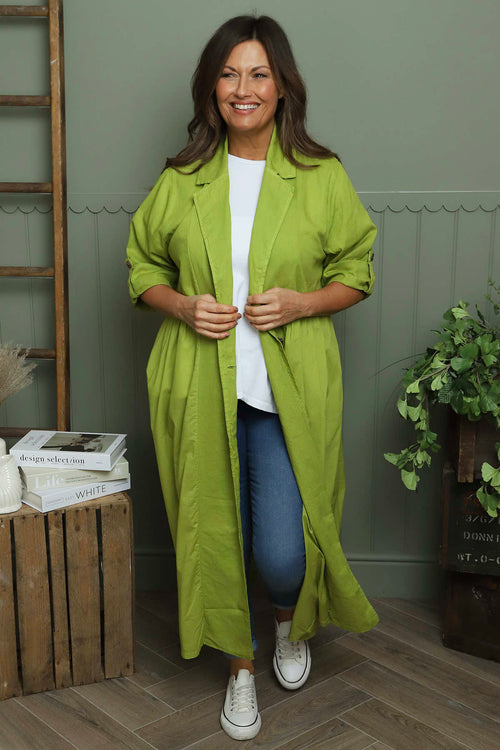 Meryl Long Cotton Jacket Olive - Image 2